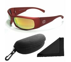 Polarized Okuliare slnečné 77 - obrúčky červené - sklá červeno-zlatá zrkadlové / polarizačné sklá / púzdro