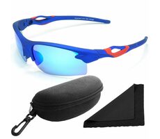 Polarized Okuliare slnečné 174 - obrúčky modré - sklá modrá zrkadlové / polarizačné sklá / púzdro