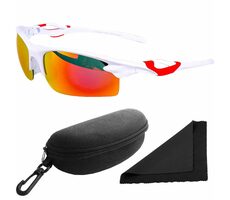 Polarized Okuliare slnečné 174 - obrúčky biele - sklá červeno-zlatá zrkadlové / polarizačné sklá 