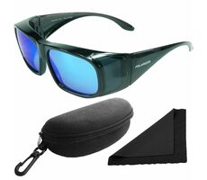 Polarized Okuliare slnečné 202 - obrúčky čierne - sklá modrá zrkadlová / polarizačná / púzdro a utierka