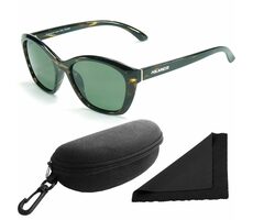 Polarized Okuliare slnečné 206 - obrúčky hnedá kamufláž - sklá zelená / polarizačné sklá / púzdro a utierka 