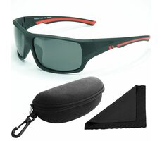 Polarized Okuliare slnečné 247 - obrúčky čierne-červené / sklá tmavé / polarizačné sklá / púzdro a ut