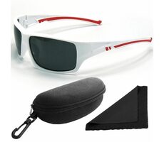 Polarized Okuliare slnečné 247 - obrúčky biele-červené / sklá tmavé / polarizačné sklá / púzdro a ute