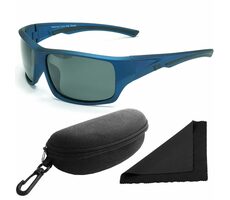 Polarized Okuliare slnečné 247 - obrúčky čierne-modré / sklá tmavé / polarizačné sklá / puzdro a utier