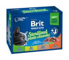 Brit Premium Cat Pouches Sterile Plate (12x100 g) 1.2 kg / Kapsičky pre mačky