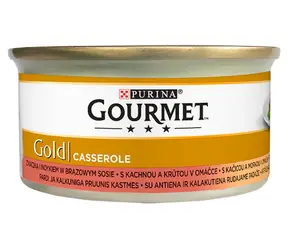 Purina GOURMET GOLD kačica a morka v hnedej omáčke 85 g / Konzervy pre dospelé mačky