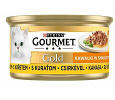Purina GOURMET GOLD Delight kura v šťavnatej omáčke 85 g / Konzervy pre mačky