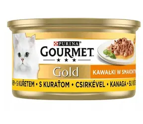 Purina GOURMET GOLD Delight kura v šťavnatej omáčke 85 g / Konzervy pre mačky