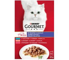 Purina GOURMET Mon Petit Multipack Tuniak s lososom a pstruhom v omáčke 6x 50 g / Kapsičky pre mačky