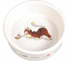 TRIXIE 4007 Keramická miska 200ml biela motív mačka s myšou / 11cm