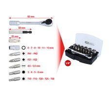 KS Tools Sada bitov 1/4" - 24 dielov