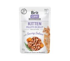 Brit Care Cat Kitten Savory Salmon Pouch - Losos v omáčke 85g / Kapsičky pre mačiatka