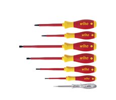 Wiha 00834 Sada skrutkovačov SoftFinish Electric 7 ks / Ploché / Phillips / 1x skúšačka napätia / 1000V AC