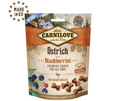CARNILOVE Dog Fresh Crunchy Ostrich &amp; Blackberries 200 g / Chrumkavá maškrta pre psov 