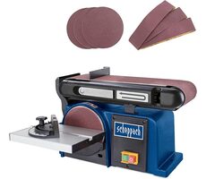 Scheppach BTS 900 / Kombinovaná brúska / pásová a čelná / 370W / 7.3m / s / 2850 ot-min / 150mm kotúč / 230V