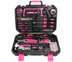 SIXTOL HOME PINK 128 / Sada náradia / uhlíková oceľ / 128ks