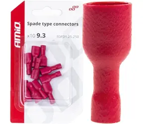 AMiO Konektory izolované - samica červená 6.3mm 0.5-1.5mm2 10A / sada 10ks