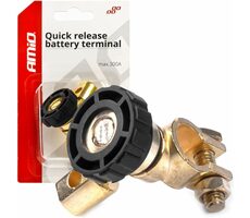 AMiO Odpojovač autobatérie/akumulátora 12/24V 300A - na mínus pól / typ L / 90 stupňov uhol