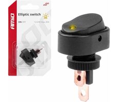AMiO Vypínač/spínač kolískový oválny so žltou LED diódou 12/24V 30A
