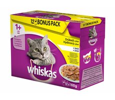 Whiskas Hydinový výber v želé BONUS 12pack 1200g / Kapsičky pre mačky