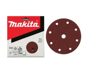 Makita P-31946 / Brúsny papier na drevo | kov | kameň / Zrnitosť 100 / Priemer 150 mm / 9 otvorov / 10 ks