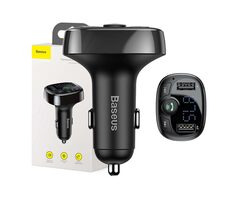 Baseus CCMT000001 MP3 FM Transmiter čierna / 2x USB-A / micro SD / Bluetooth / mikrofón