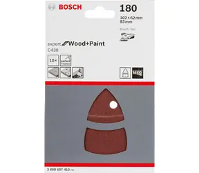 BOSCH 2608607410 / Sada brúsnych papierov pre Delta brúsky 102 x 62 93 mm / Zrnitosť 180 / 10ks