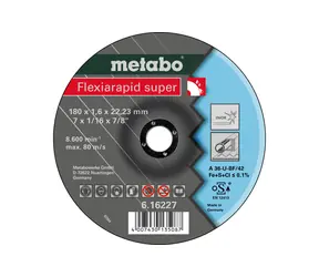 Metabo Flexiarapid super / Rezný kotúč na oceľ / Priemer 180 x 22.2 mm / Šírka rezu 1.6 mm