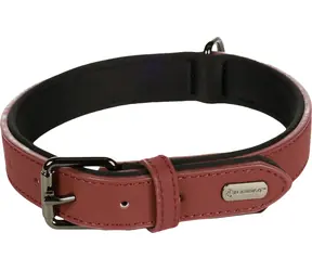Flamingo Binti Kožený obojok s neoprénom červená M/L