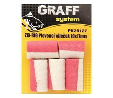 Graff Zig-Rig Plávajúci valček 10x17mm Biela/Červená 5ks