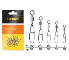 Delphin Karabínka s obratlíkom Rolling Swivel with Crosslock Snap Veľkosť 4/0 90kg 5ks