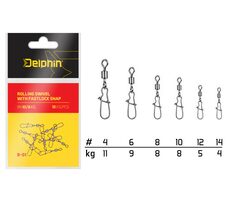 Delphin Karabínka s obratlíkom Rolling Swivel with Fastlock Snap Veľkosť 8 8kg 10ks