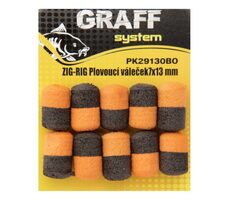 Graff Zig-Rig Plávajúci valček 7x13mm Čierna/Oranžová 10ks