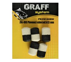 Graff Zig-Rig Plávajúci valček 7x13mm Čierna/Biela 5ks