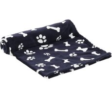 Flamingo Zuma Fleecova deka kocky/packy tmavo modrá 100x70cm