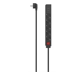 HAMA Predlžovací kábel s vypínačom 1.4 m čierna / 5x Schuko &amp; 2x USB-A