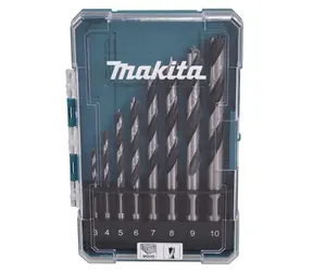 Makita D-77257 Sada 8ks vrtákov do dreva / 3 & 4 & 5 & 6 & 7 & 8 & 9 & 10 mm