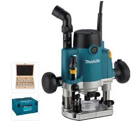 Makita RP1111CJFA / Vrchná frézka / 1100W / Výška zdvihu 0-57 mm / 27.500 ot-min / 12-dielna sada fréz