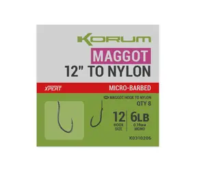 KORUM Nadväzec Maggot Hook To Nylon Barbed Veľkosť 14 8ks
