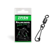 Zfish Obratlík Rolling Swivel & Hooked Snap Veľkosť 8 23kg 10ks