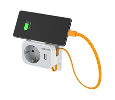 Tessan TS-332-DE biela / Rozbočka do zásuvky / 1x AC / 1x USB-A / 1x USB-C