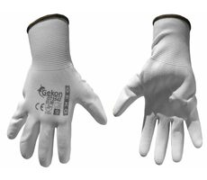 GEKO Ochranné rukavice biele z pletenej bavlny - polomáčané v PU veľkosť 9" 