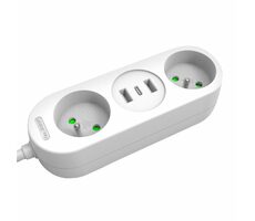 Solight 2z + USB A + C 17W 1.5m biela / 2 zásuvky / 2x USB-A (max 17W) / 1x USB-C (max 17W)