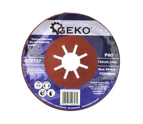 GEKO G78701 / Brúsny vláknový kotúč na kameniny / 125 x 1.8 x 22.2 mm / P60