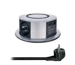 Solight 3z + USB A + C 20W PD výsuvný blok zásuviek 2m strieborná