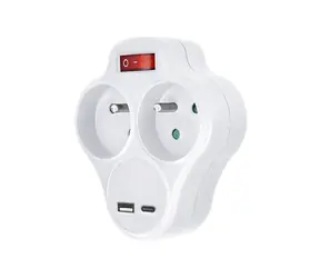 Solight P99USBC rozbočka s USB A+C nabíjačkou 2 x 10A biela / vypínač