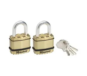 Master Lock M1BEURT Set 2 ks mosadzných visiacich zámkov - Excell - 45mm