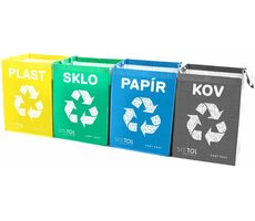 SIXTOL SORT Easy 4 METAL 4ks / Tašky na triedený odpad / 30x30x40cm / 4x36l