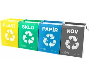 SIXTOL SORT Easy 4 METAL 4ks / Tašky na triedený odpad / 30x30x40cm / 4x36l