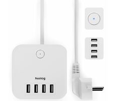Huslog Predlžovací prívod 230V 1.5m biela / 3 zásuvky / 4X USB-A